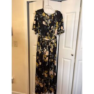 Baltic Born Sicily Satin Maxi Dress XXXL Black Floral